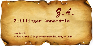 Zwillinger Annamária névjegykártya